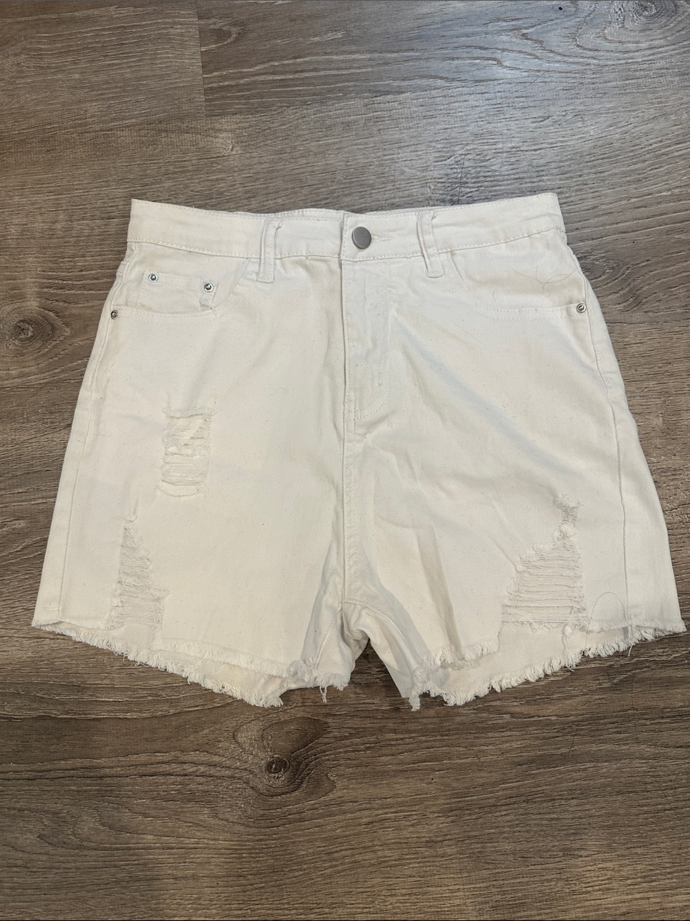 High waist White stretch Denim Shorts size M